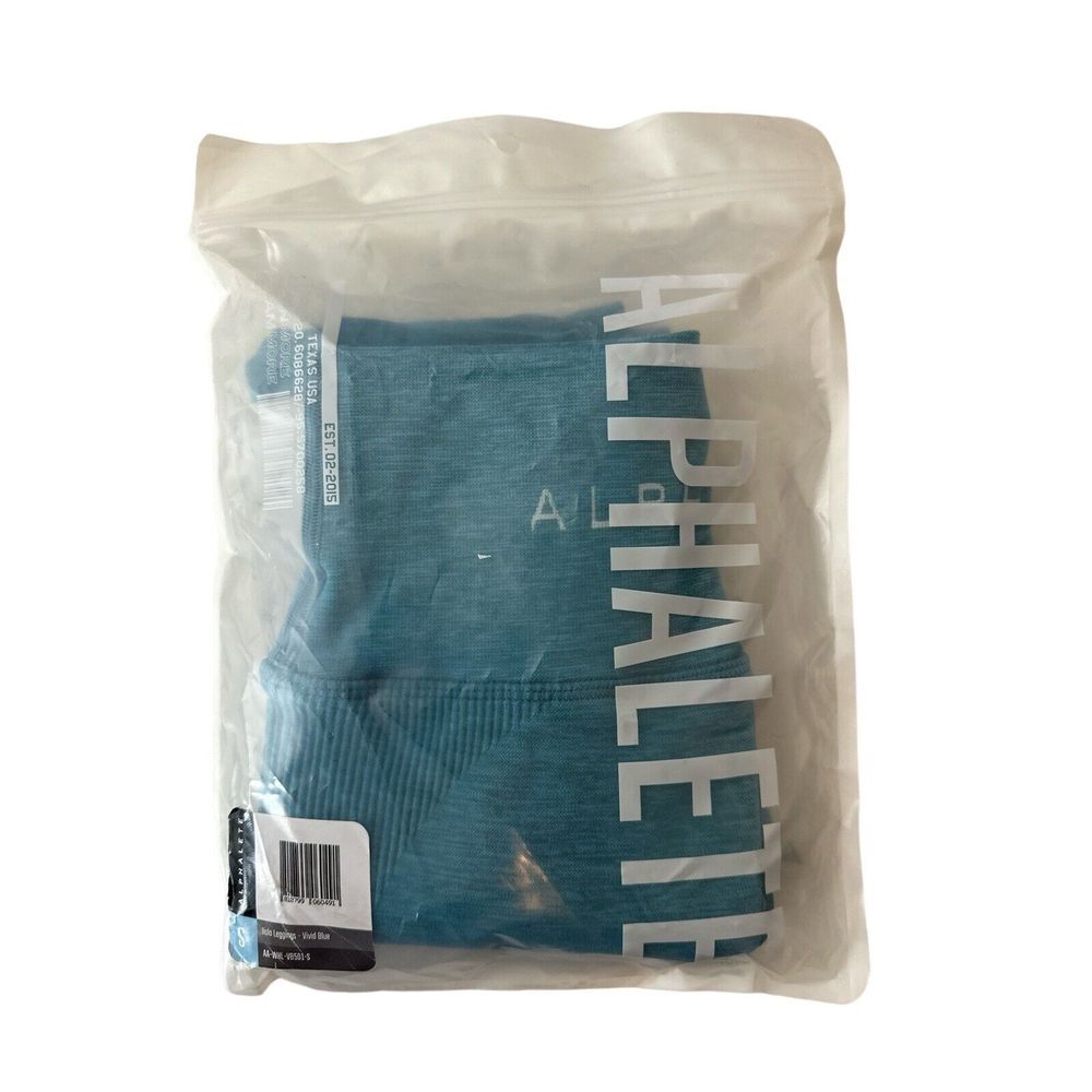 NWT Alphalete Leggings Women's Small Vivid Blue Atlantic Stretch Gym - Picture 4 of 5